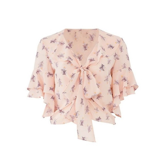 cinq a sept Tops - Cinq A Sept Floral Ruffle Detail Ivy Top Large